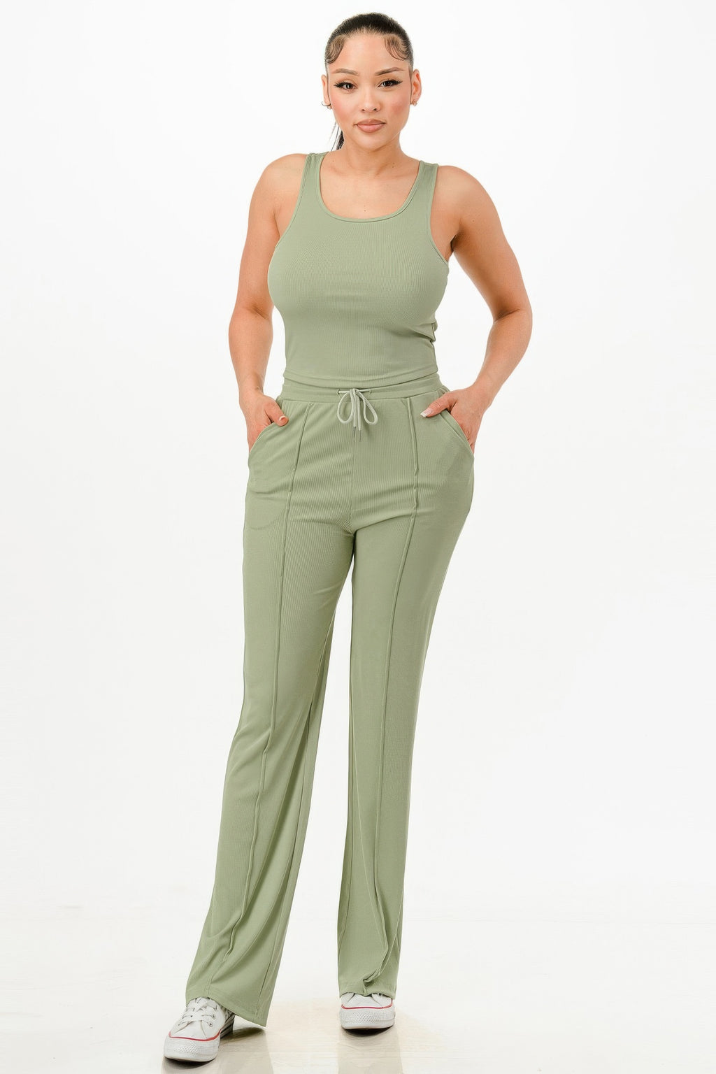 Ribbed Tank Top And Pant Set-Product Type | Naughty Smile Fashion