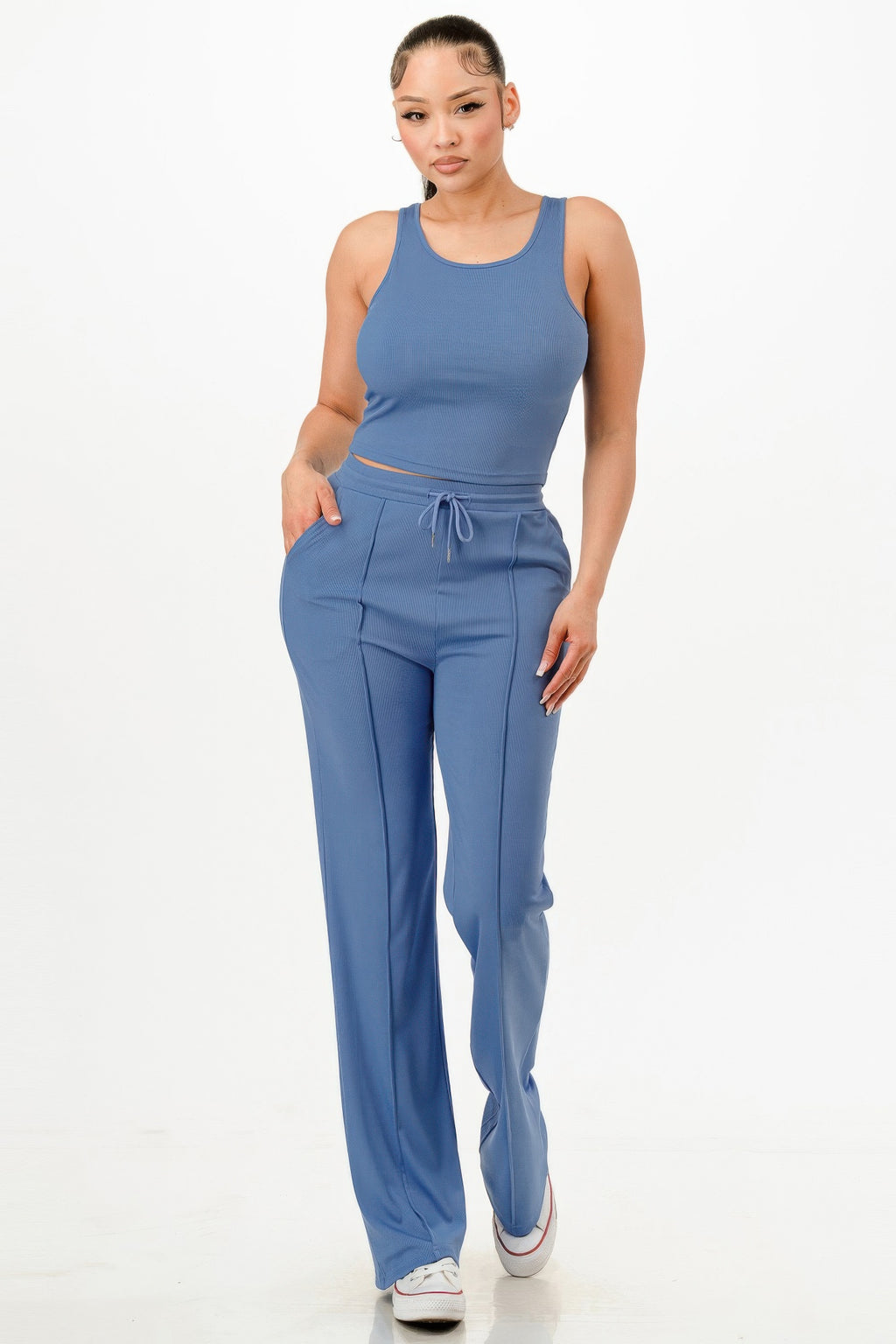 Ribbed Tank Top And Pant Set-Product Type | Naughty Smile Fashion