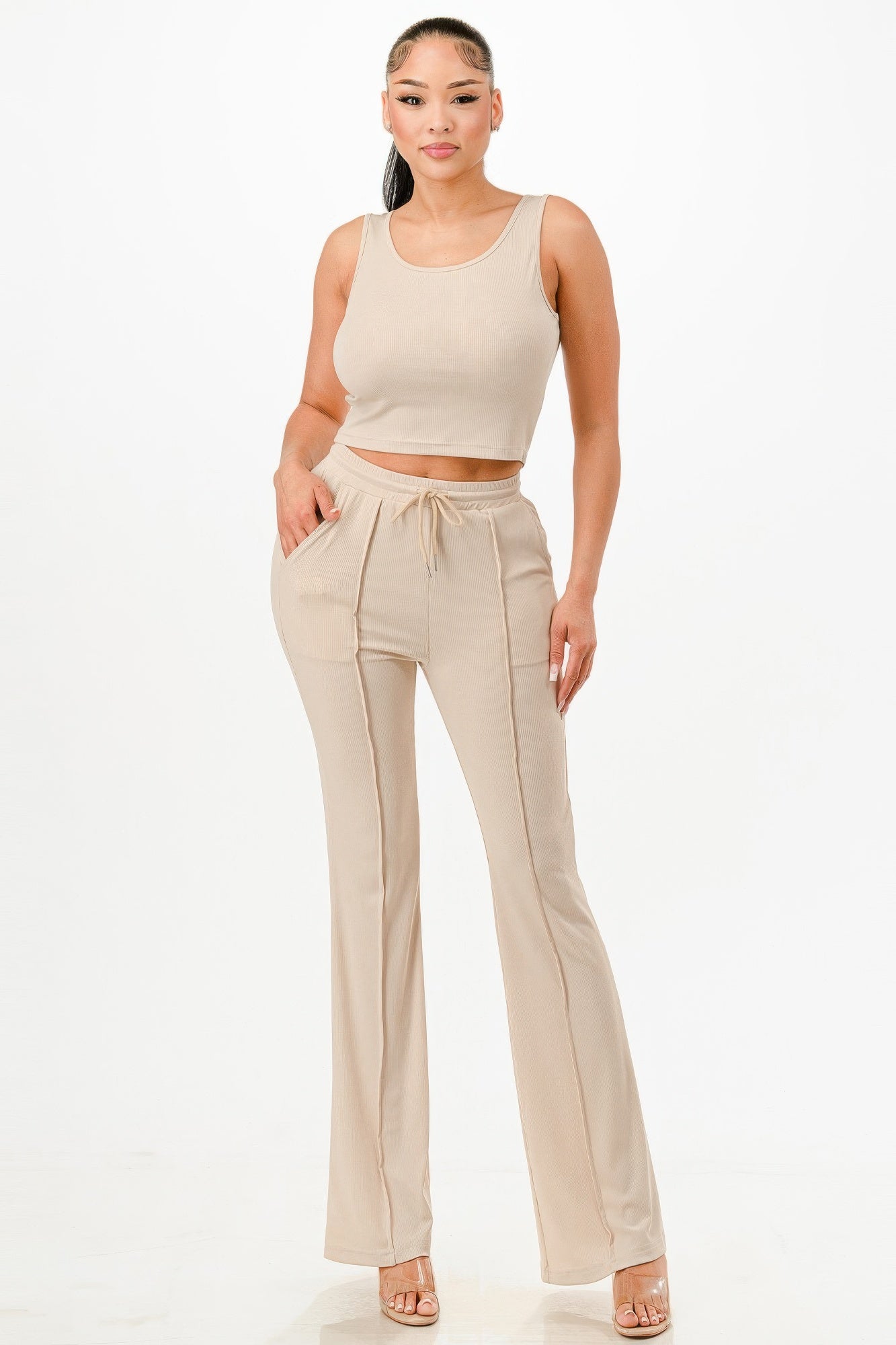 Ribbed Tank Top And Pant Set-Product Type | Naughty Smile Fashion