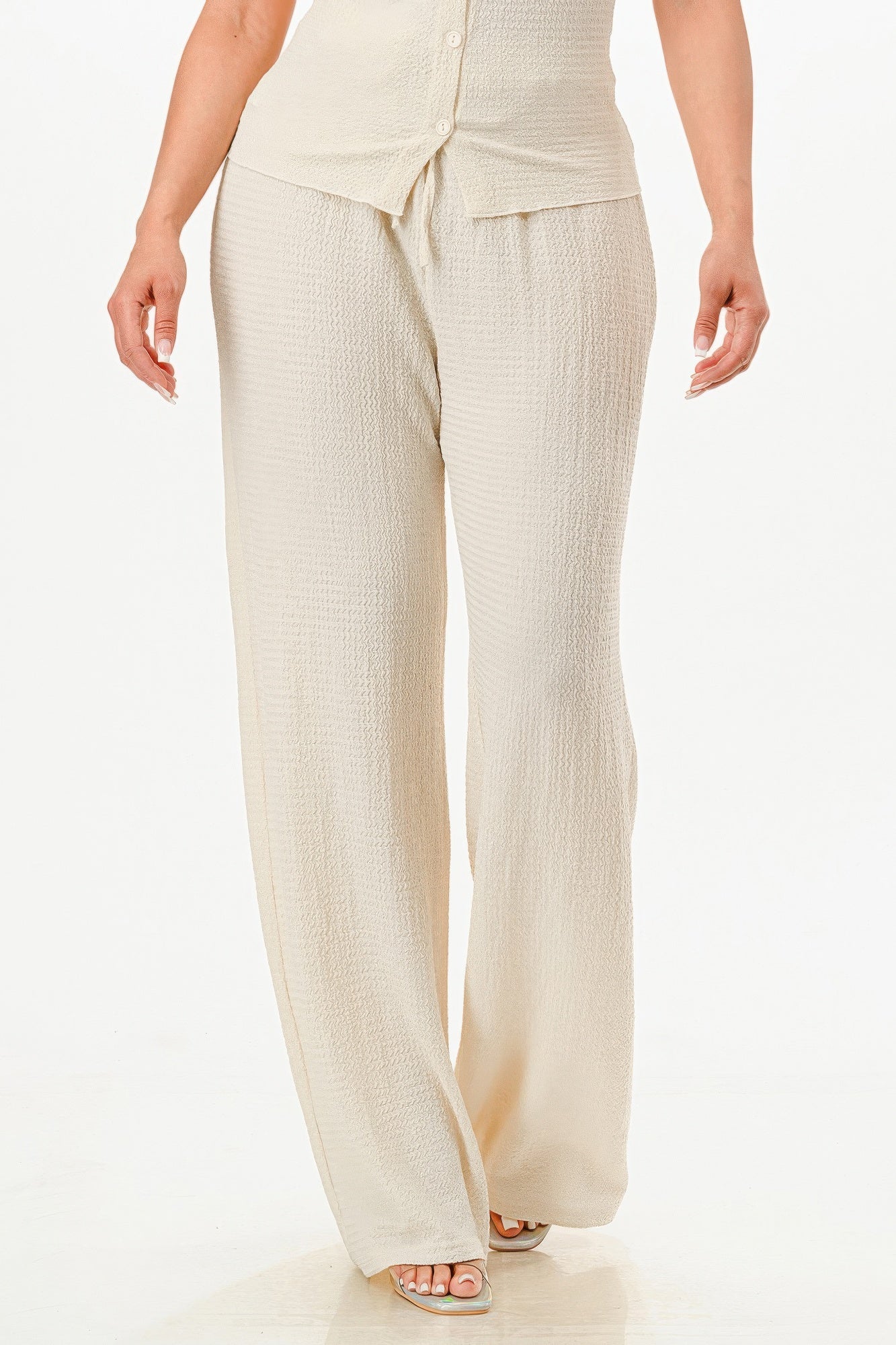 Textured Polo Top And Pants Set-Product Type | Naughty Smile Fashion