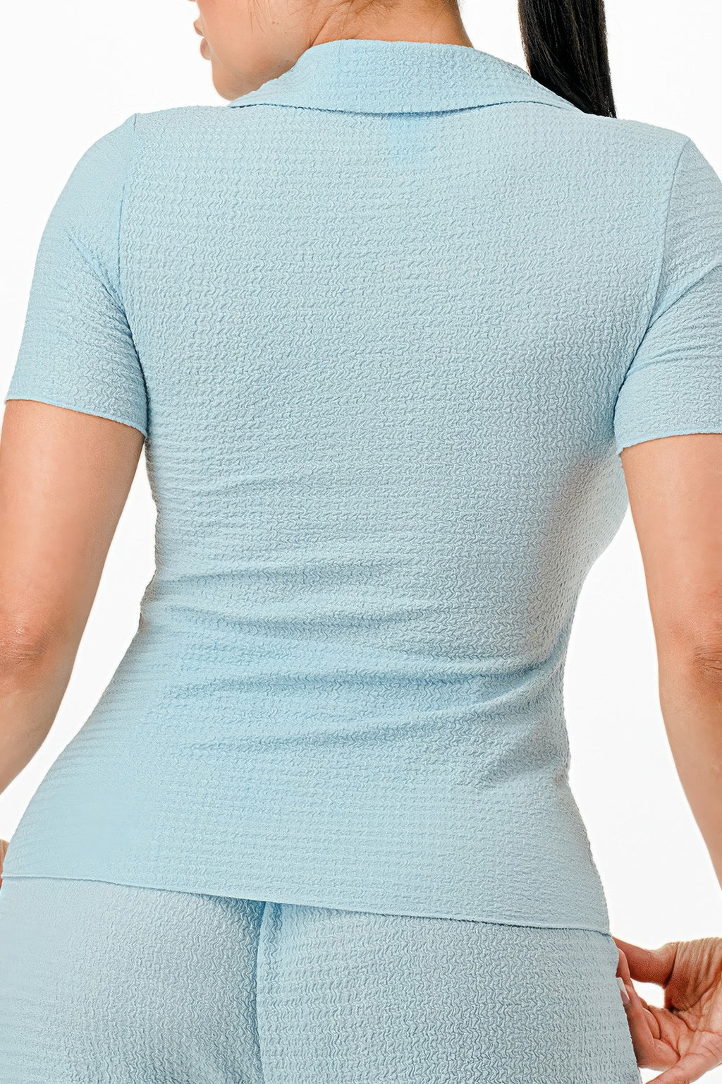 Textured Polo Top And Pants Set-Product Type | Naughty Smile Fashion