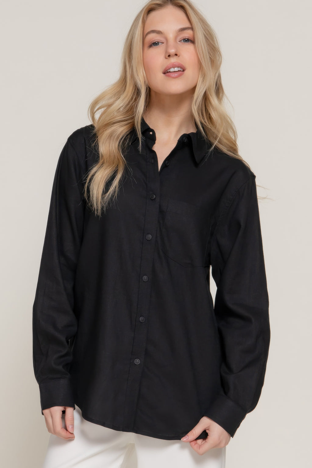 Long Sleeve Linen Blend Shirt-Product Type | Naughty Smile Fashion