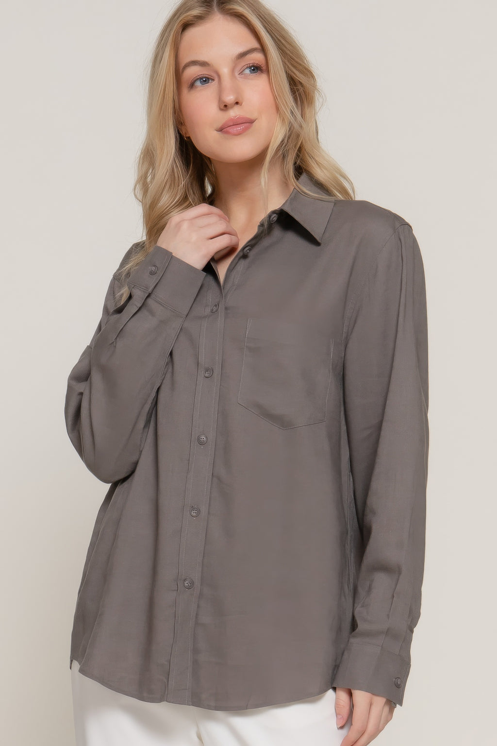 Long Sleeve Linen Blend Shirt-Product Type | Naughty Smile Fashion