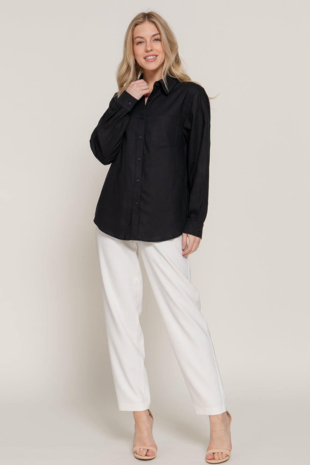 Long Sleeve Linen Blend Shirt-Product Type | Naughty Smile Fashion