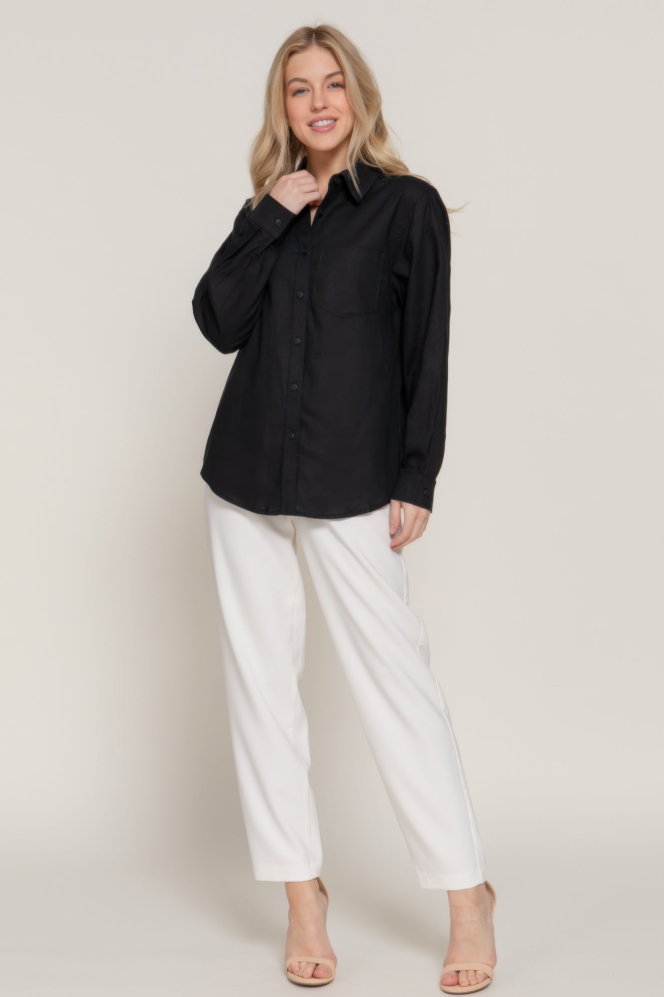 Long Sleeve Linen Blend Shirt-Product Type | Naughty Smile Fashion