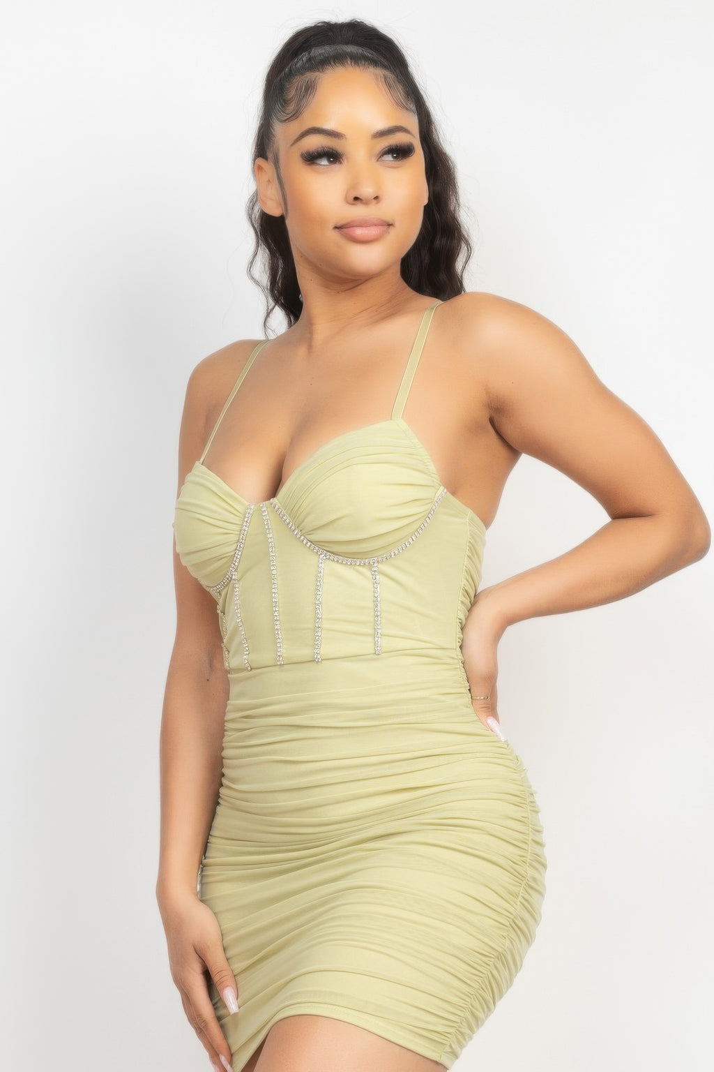 Stone Cami Shirred Bodycon Dress-Product Type | Naughty Smile Fashion