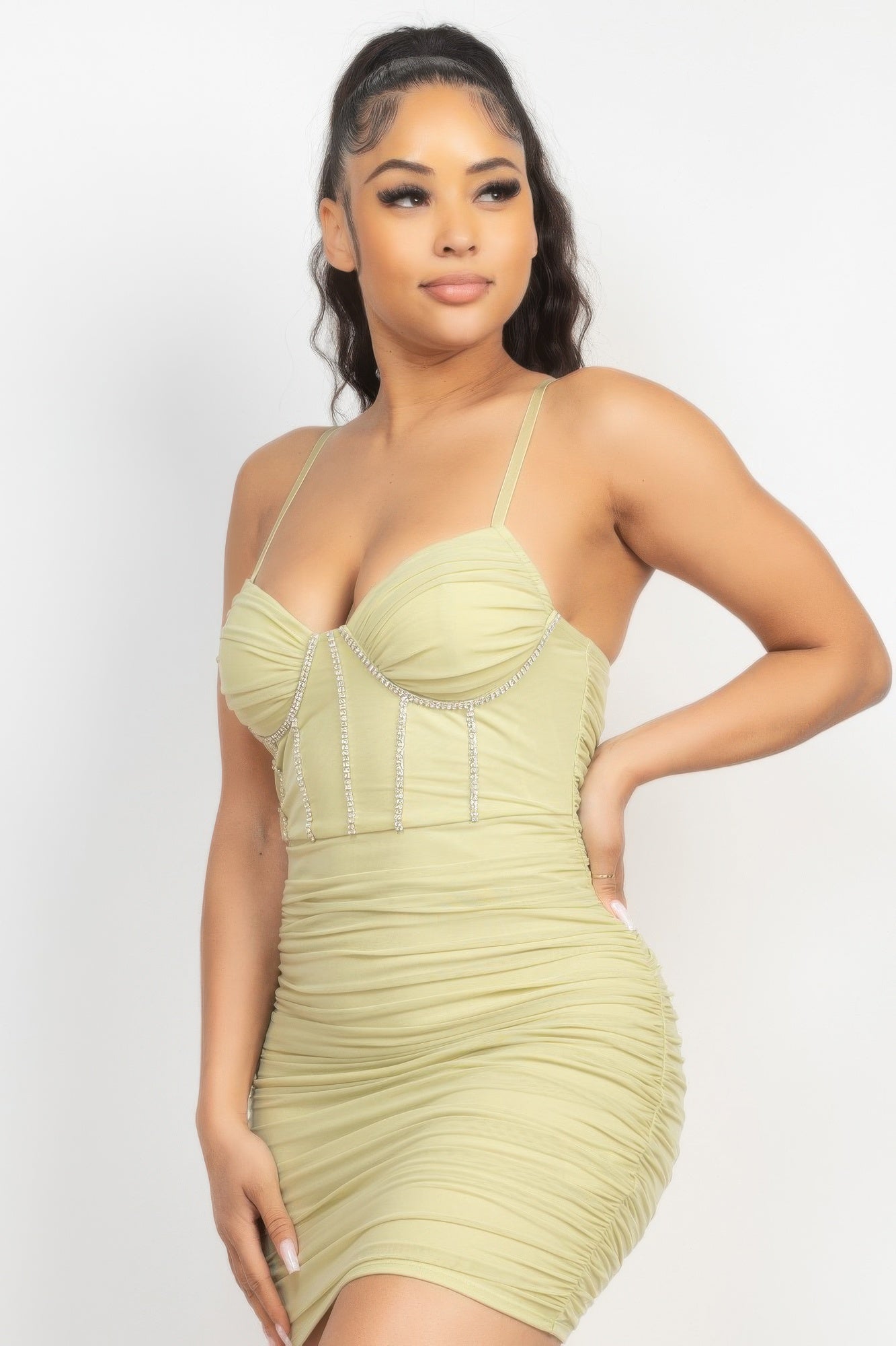Stone Cami Shirred Bodycon Dress-Product Type | Naughty Smile Fashion