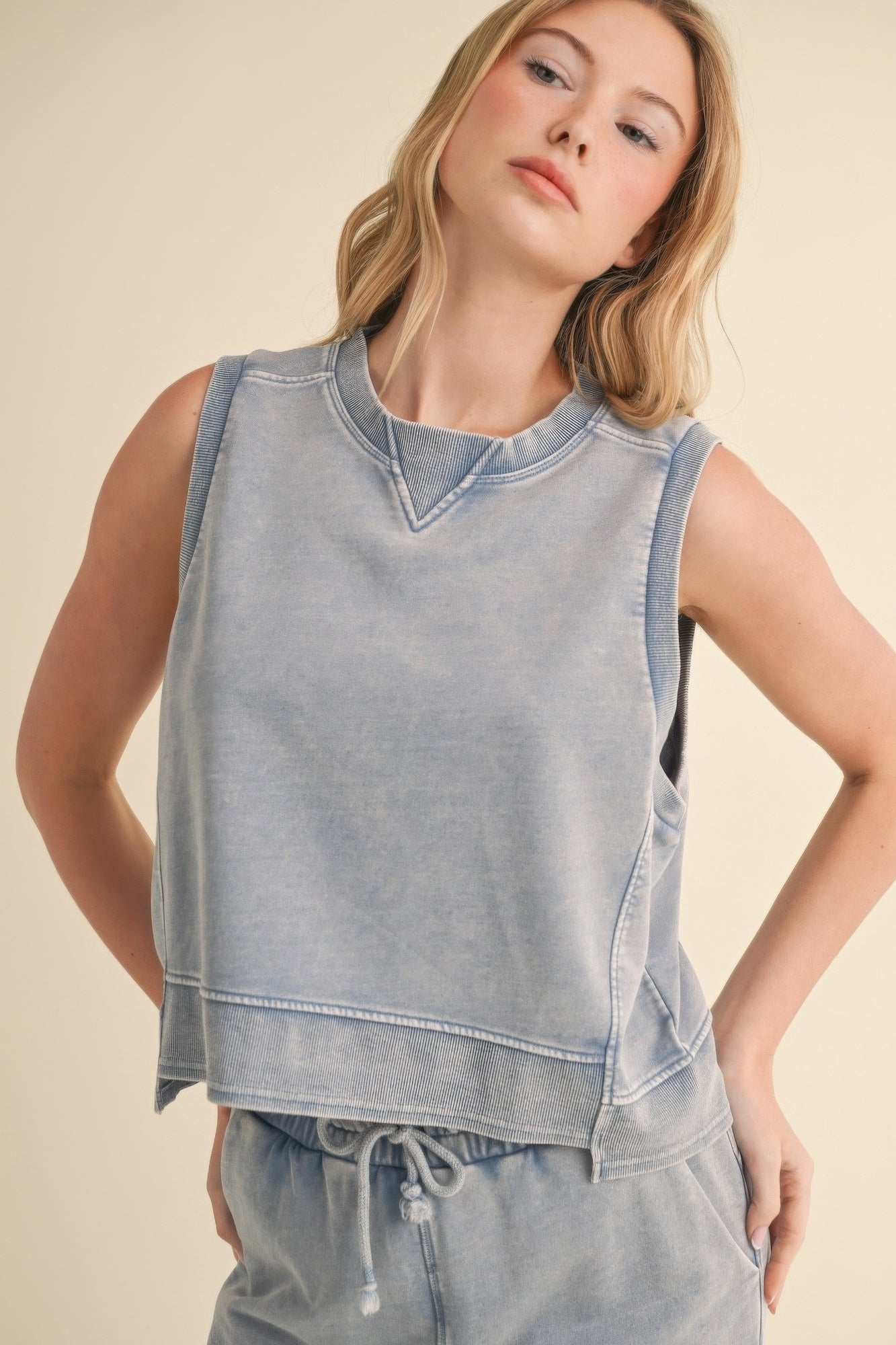Mineral Wash Sleeveless Top-Product Type | Naughty Smile Fashion