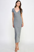 Double V-neck Ribbed Maxi Dress-Product Type | Naughty Smile Fashion