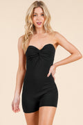 Strapless Twisted Detail Biker Suit-Product Type | Naughty Smile Fashion