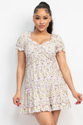 Ruffled Floral Puff Sleeve Dress-Product Type | Naughty Smile Fashion