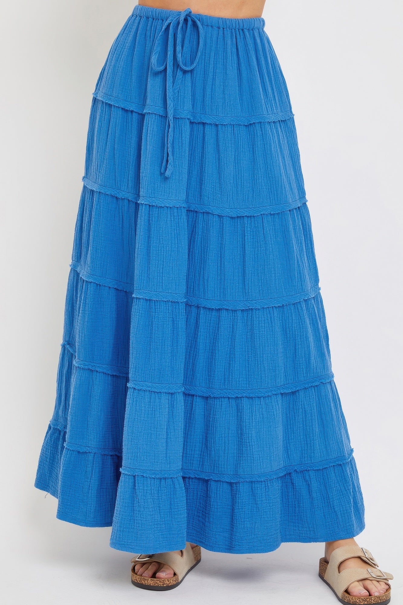 Cotton Gauze Tiered Maxi Skirt-Product Type | Naughty Smile Fashion