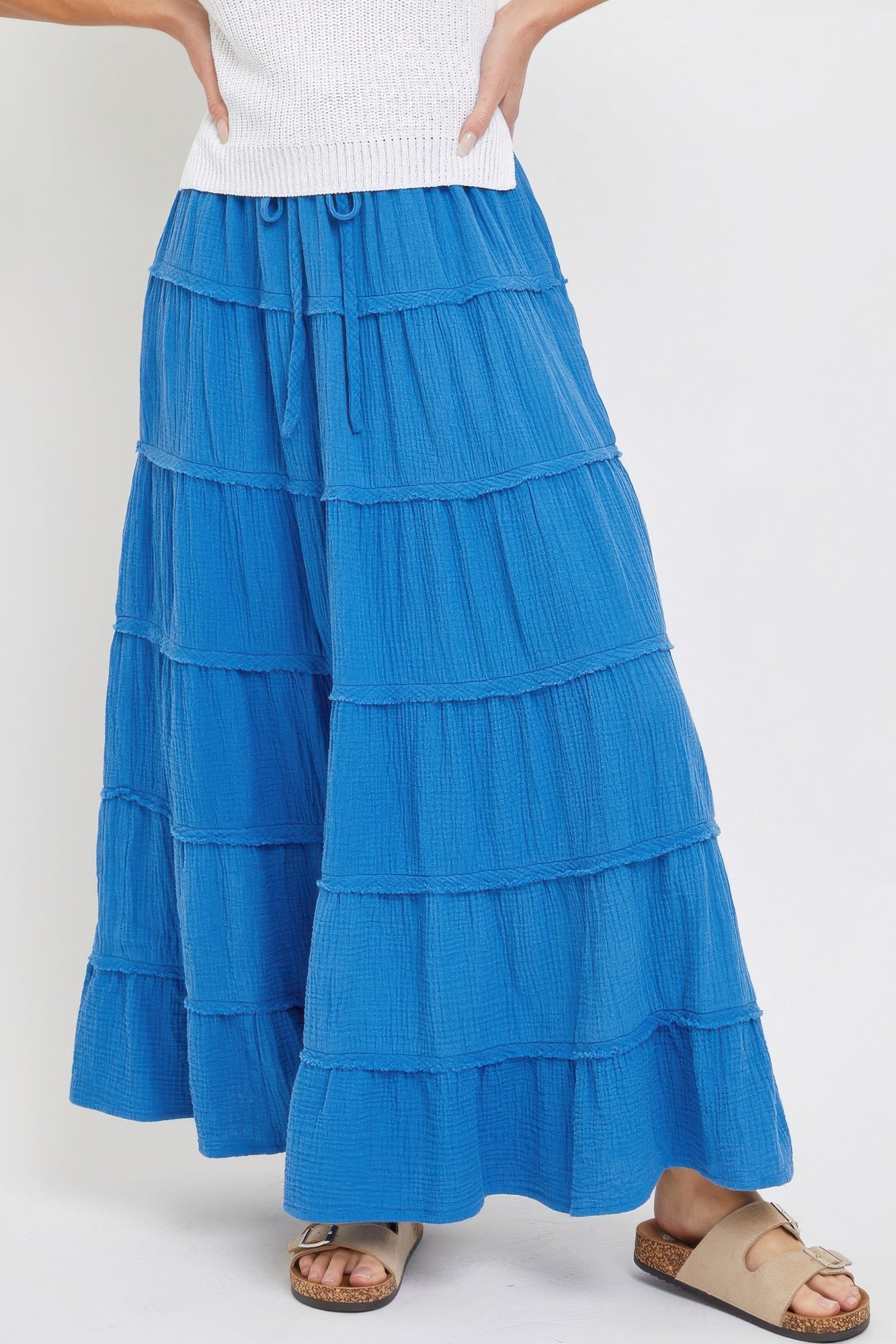 Cotton Gauze Tiered Maxi Skirt-Product Type | Naughty Smile Fashion