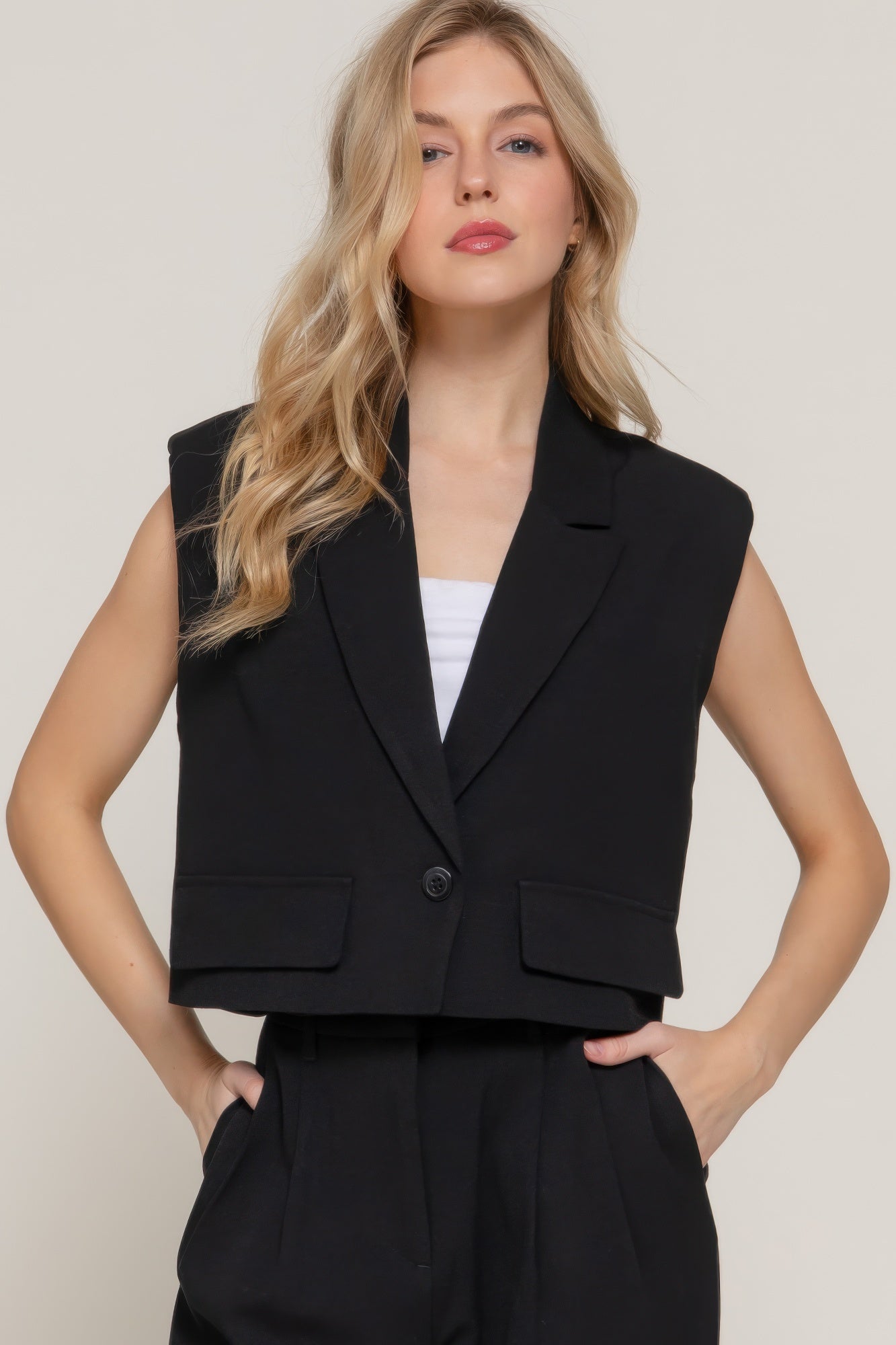 Lapel Collar W/shoulder Pads Vest-Product Type | Naughty Smile Fashion