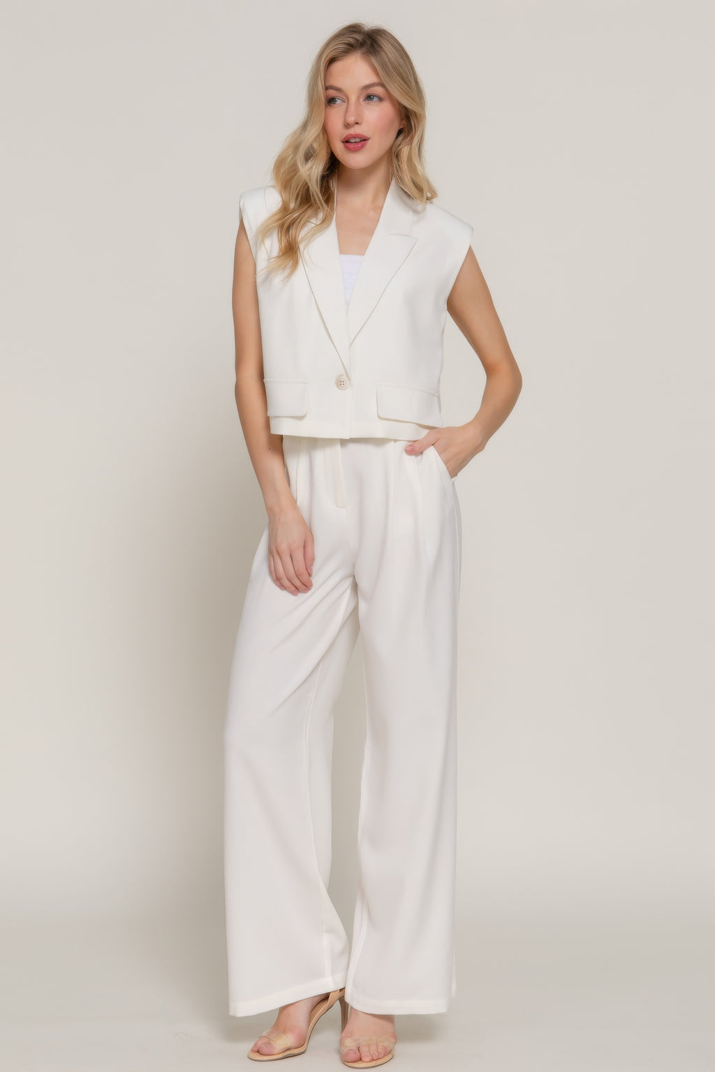Lapel Collar W/shoulder Pads Vest-Product Type | Naughty Smile Fashion