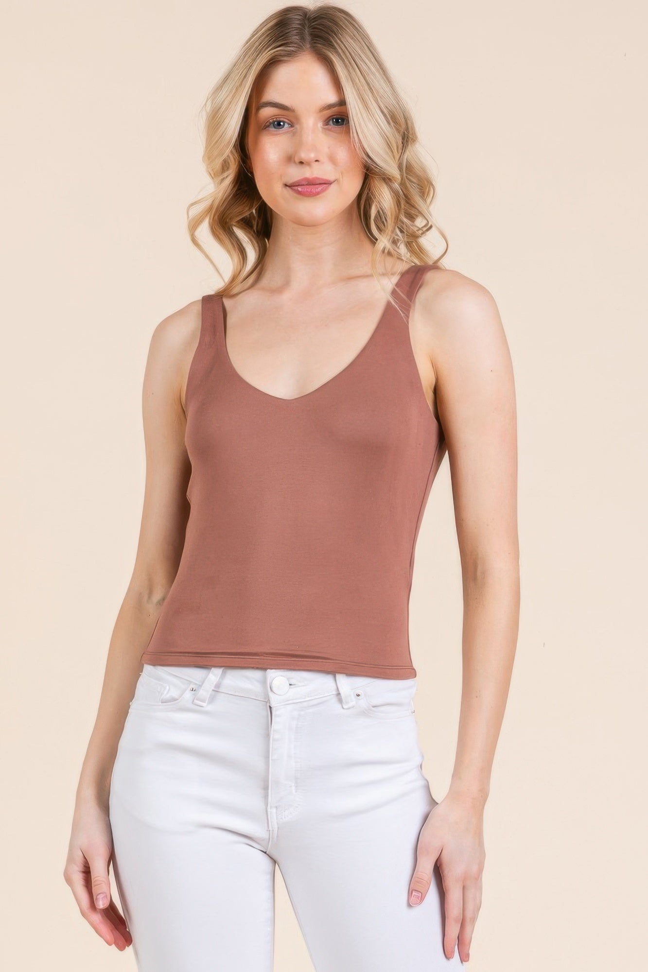 V-neck Basic Double Layers Tank Top-Product Type | Naughty Smile Fashion
