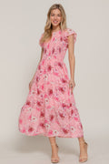 Ruffl Slv Smocked Floral Print Dresss-Product Type | Naughty Smile Fashion