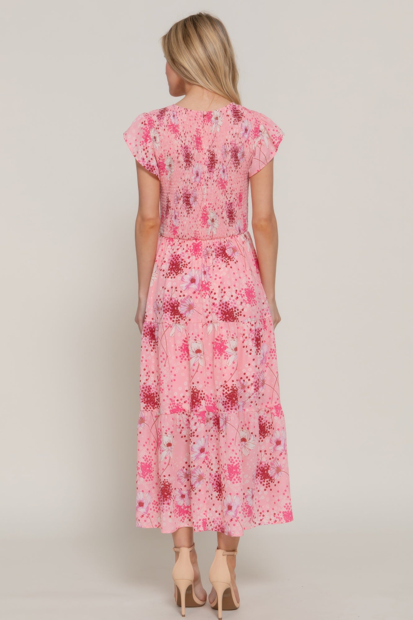 Ruffl Slv Smocked Floral Print Dresss-Product Type | Naughty Smile Fashion