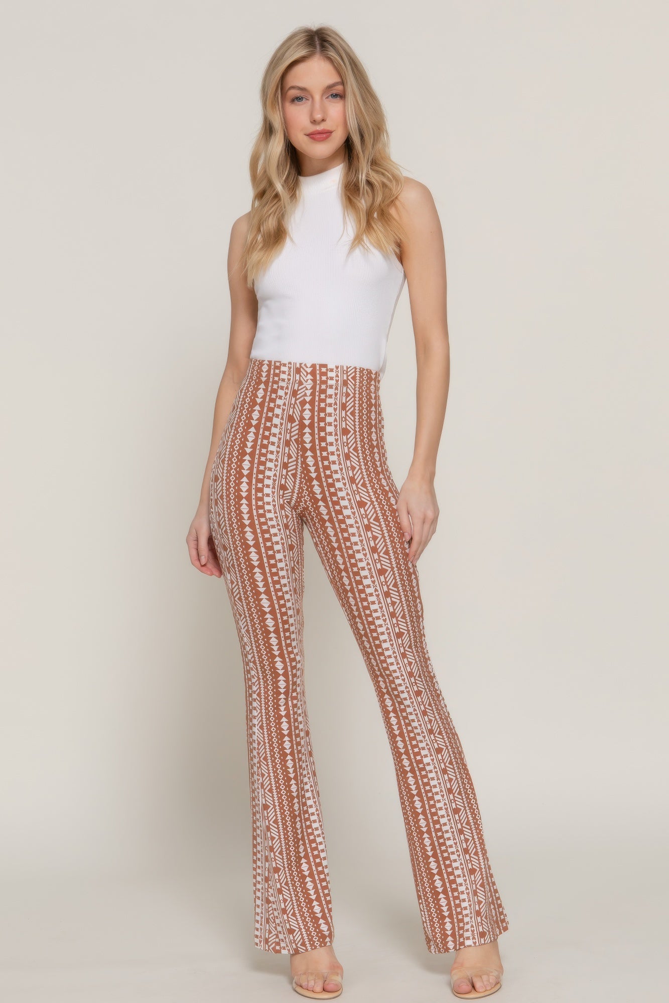 Waist Elastic Slim Flare Print Pants-Product Type | Naughty Smile Fashion