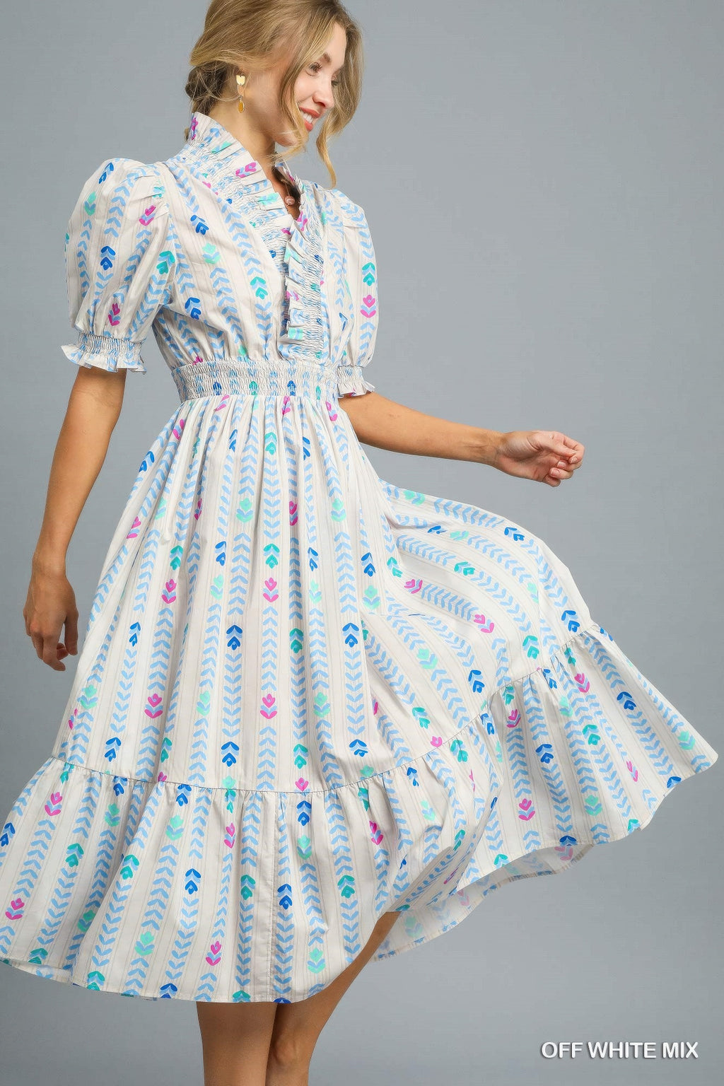 Vibrant Ruffle Smocked Midi Dress-Product Type | Naughty Smile Fashion