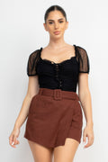 Shirred Mesh Sleeve Bodysuit-Product Type | Naughty Smile Fashion