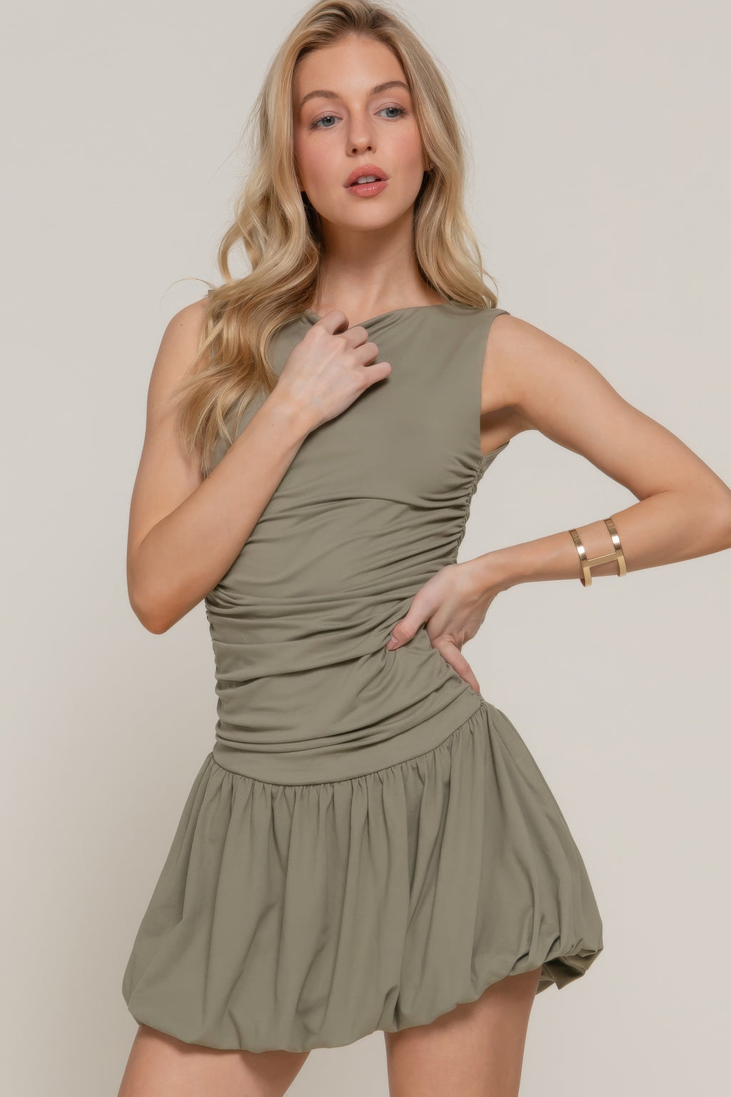 Sleeveless Boat Neck Voluminous Mini Dress-Product Type | Naughty Smile Fashion