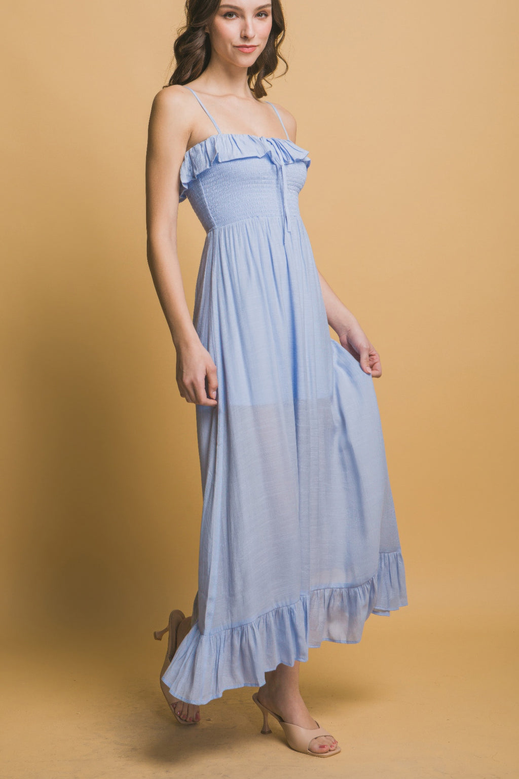 Smocked Ruffle Maxi Dress-Product Type | Naughty Smile Fashion