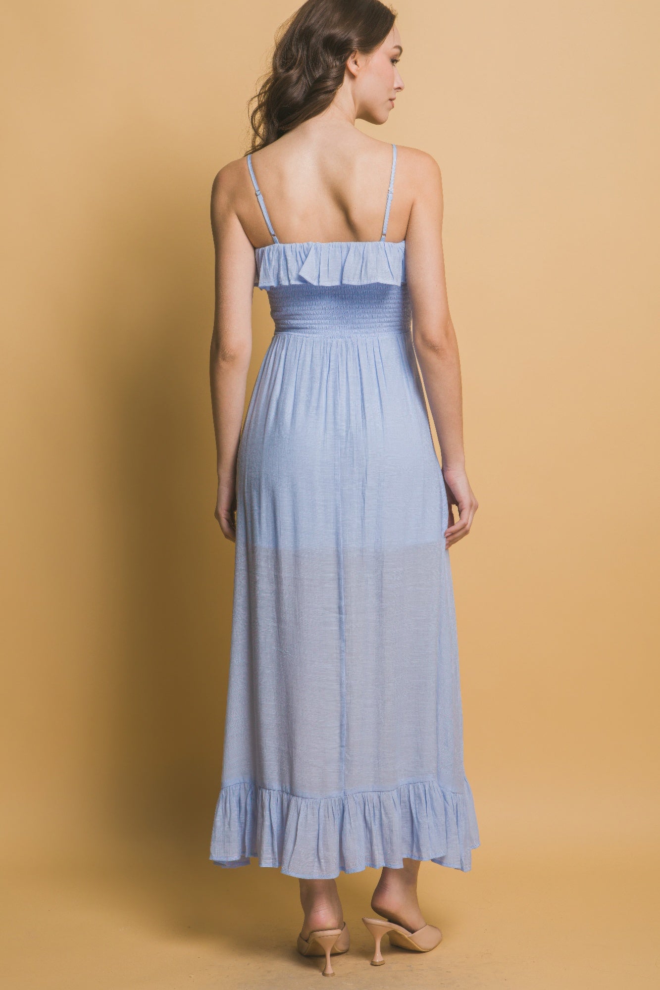 Smocked Ruffle Maxi Dress-Product Type | Naughty Smile Fashion
