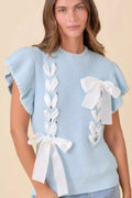 Weaved Ribbon Bow Detail Sweater Knit Top-Product Type | Naughty Smile Fashion