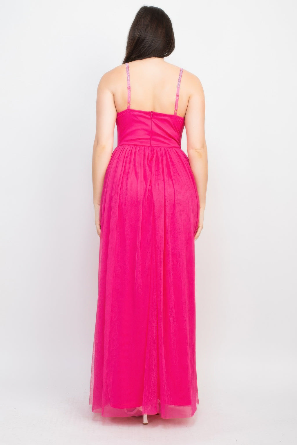 Glittered Straps Mesh Tulle Maxi Dress-Product Type | Naughty Smile Fashion