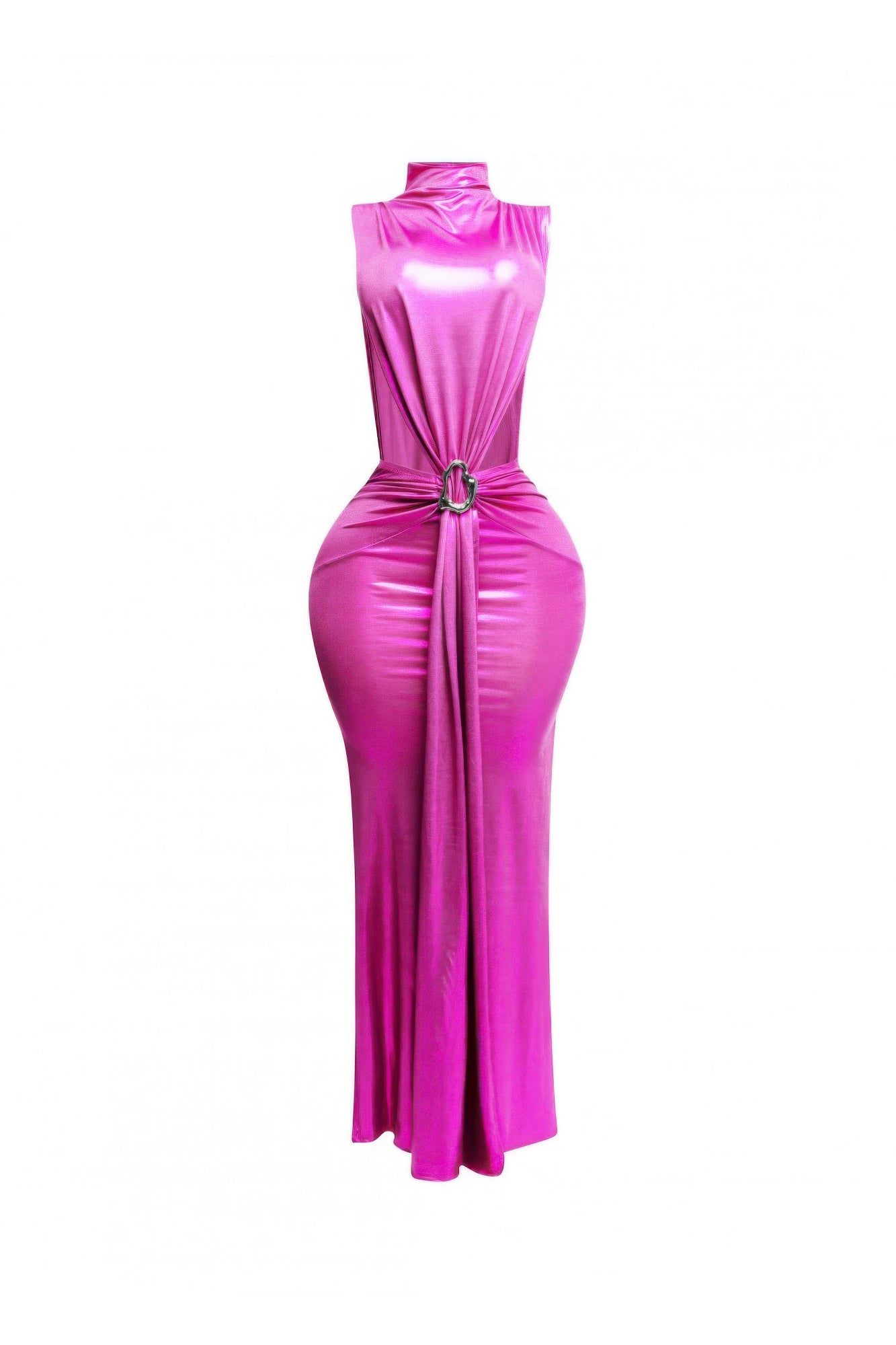 Mock Neck And Tied Waist Dress-Product Type | Naughty Smile Fashion