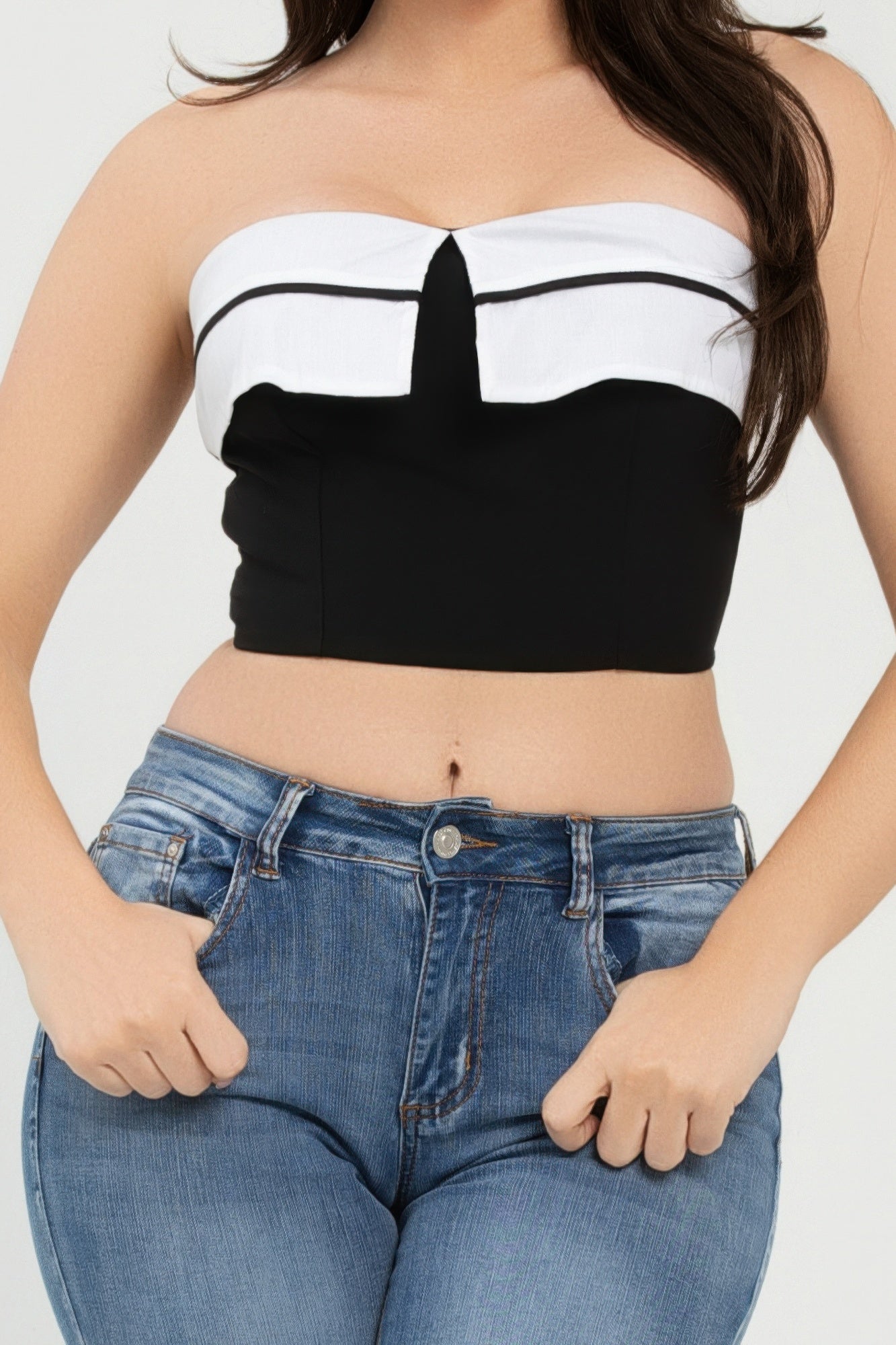 Front Fold-over Color Contrast Tube Top-Product Type | Naughty Smile Fashion