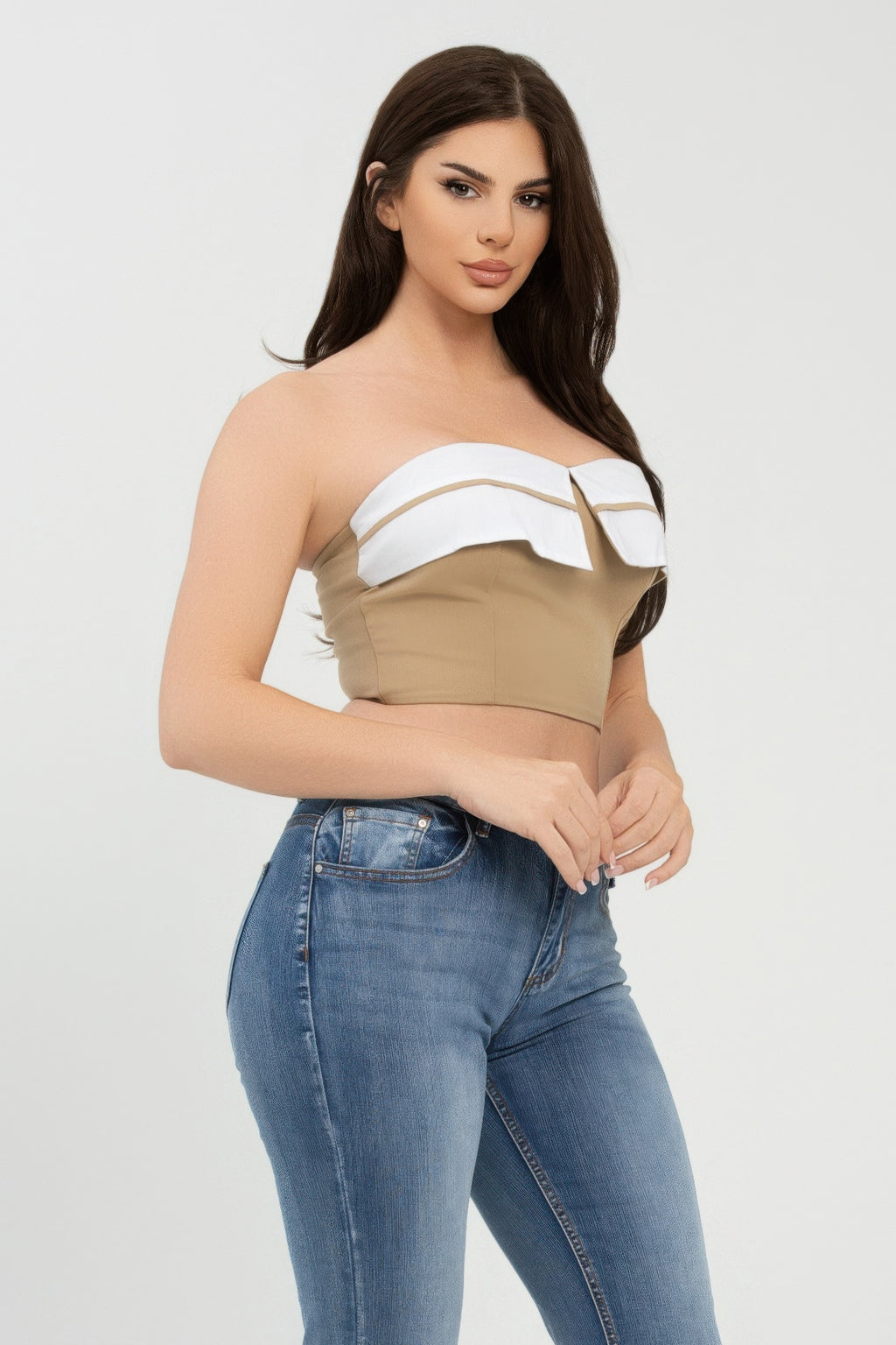 Front Fold-over Color Contrast Tube Top-Product Type | Naughty Smile Fashion