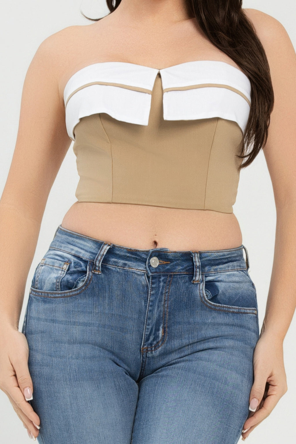 Front Fold-over Color Contrast Tube Top-Product Type | Naughty Smile Fashion
