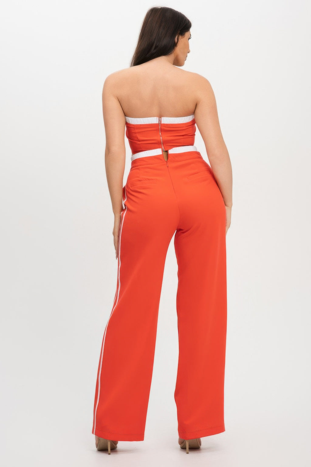 Stripe Tapping Contrast Elastic Band Toppants Set-Product Type | Naughty Smile Fashion