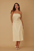 Flower Lining Linen Pattern Strapless Dress-Product Type | Naughty Smile Fashion