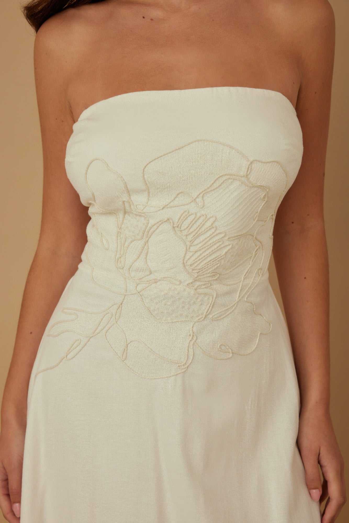 Flower Lining Linen Pattern Strapless Dress-Product Type | Naughty Smile Fashion