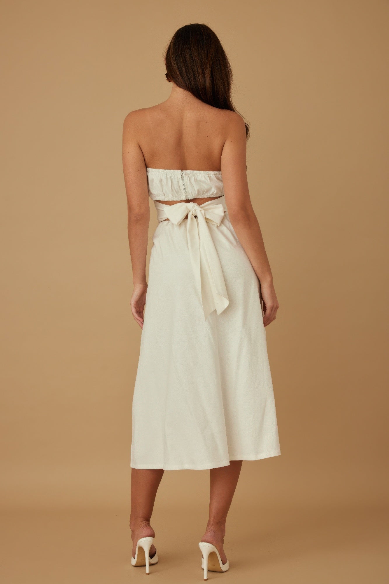 Flower Lining Linen Pattern Strapless Dress-Product Type | Naughty Smile Fashion