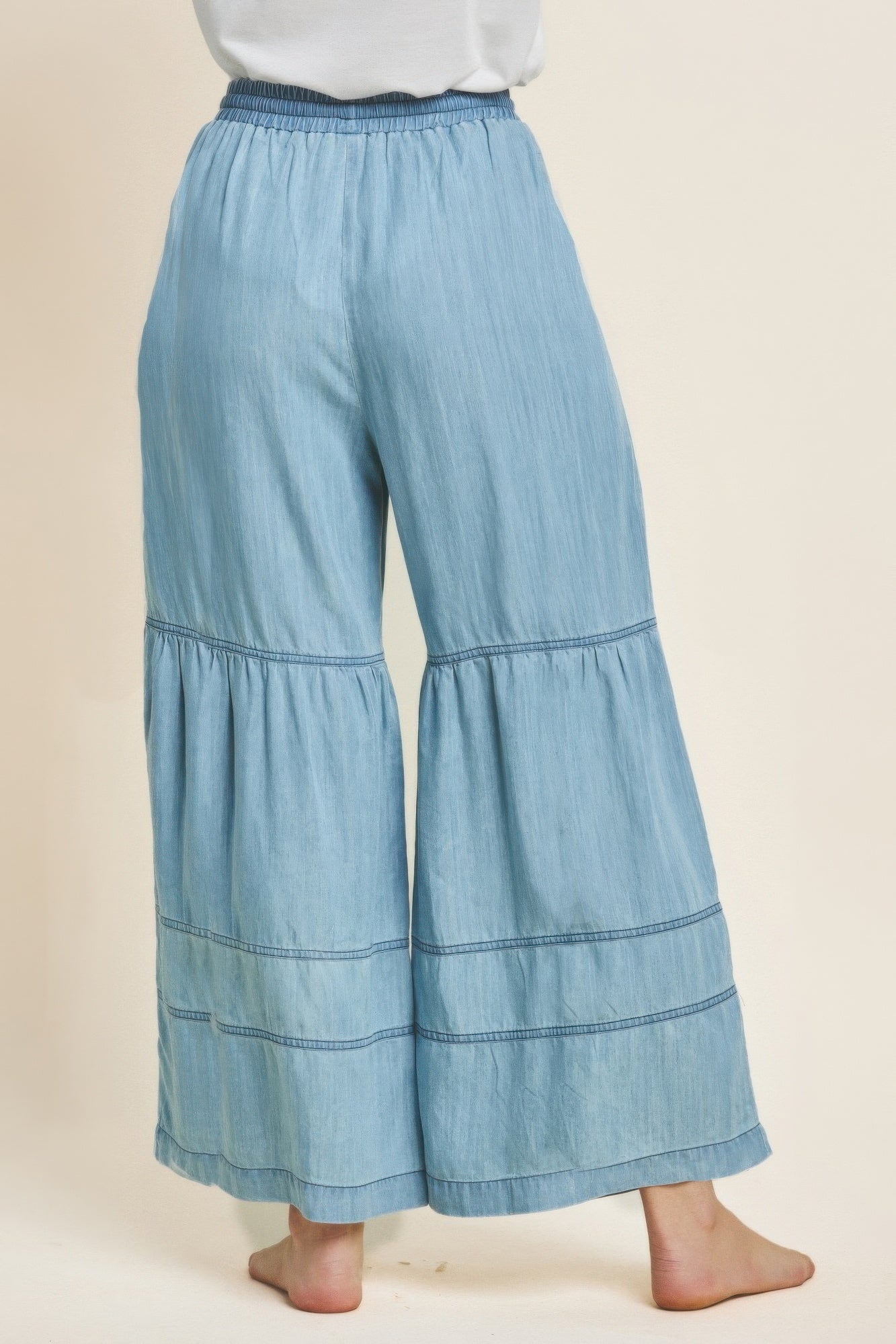 Washed Denim Tiered Wide Leg Pants-Product Type | Naughty Smile Fashion