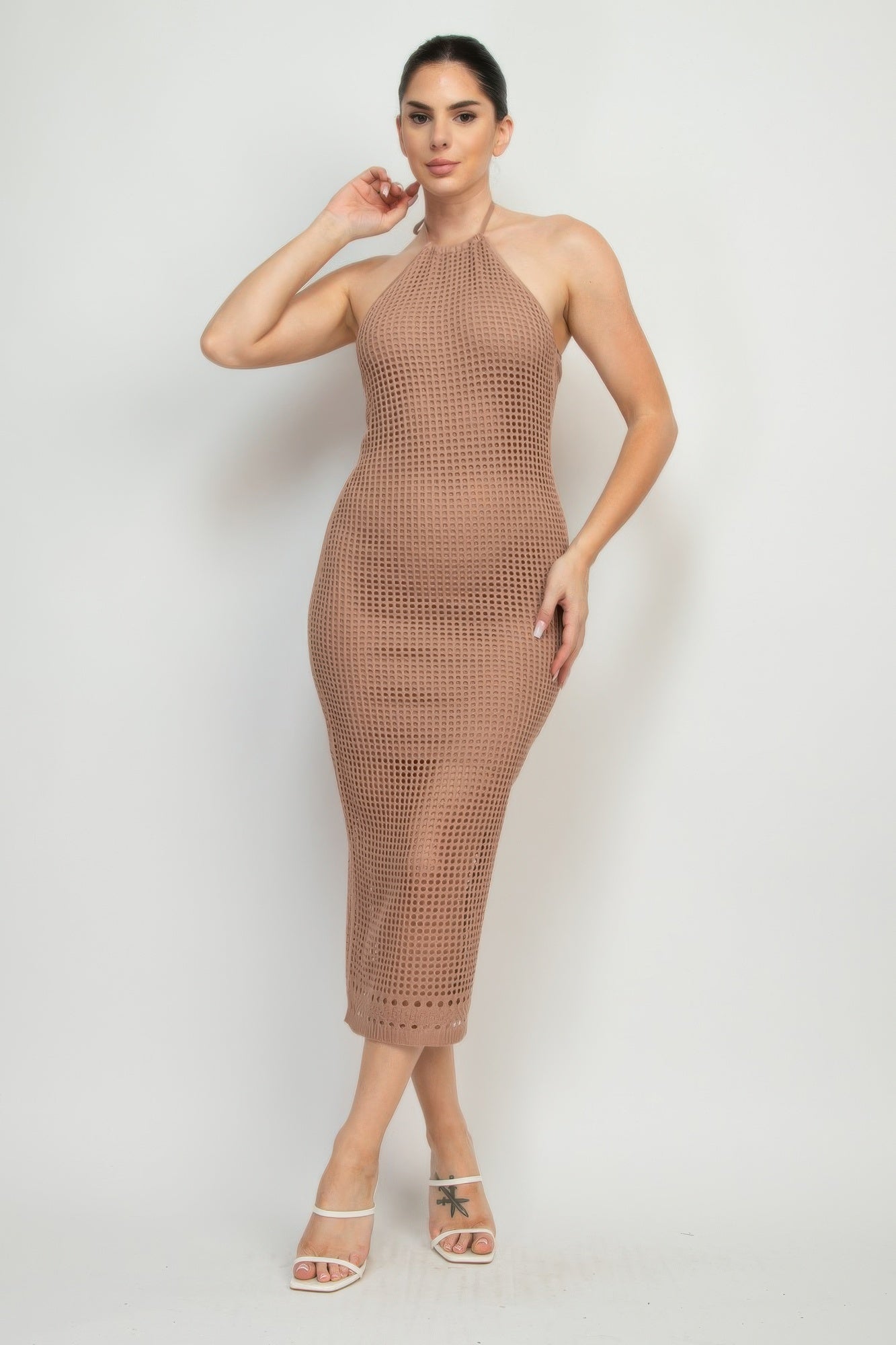 Halter Neck Open-back Midi Dress-Product Type | Naughty Smile Fashion
