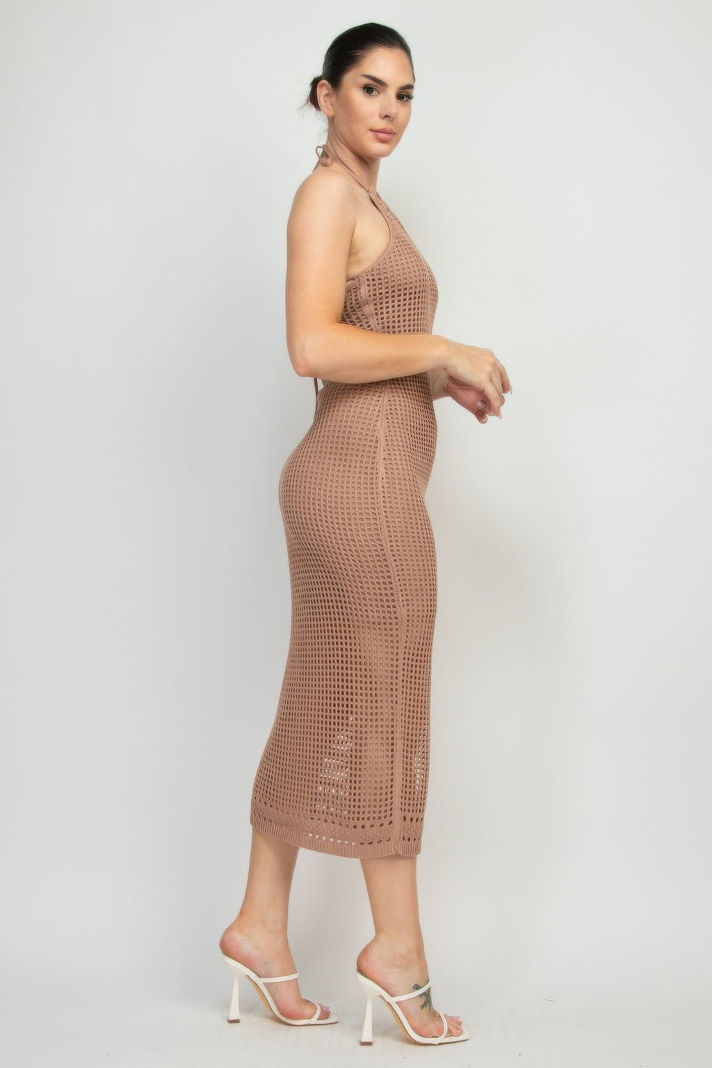Halter Neck Open-back Midi Dress-Product Type | Naughty Smile Fashion