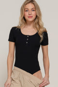 Short Slv Snap Button Rib Bodysuit-Product Type | Naughty Smile Fashion