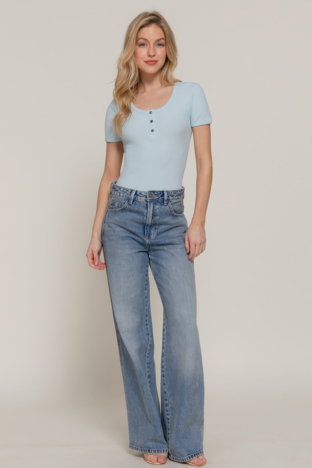 Short Slv Snap Button Rib Bodysuit-Product Type | Naughty Smile Fashion