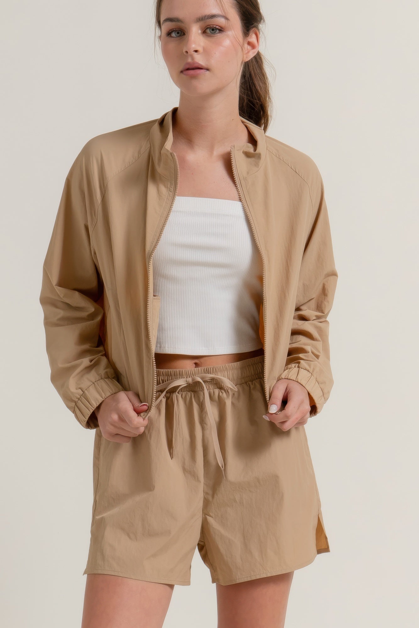 Anorak Side Slit Workout Shorts-Product Type | Naughty Smile Fashion