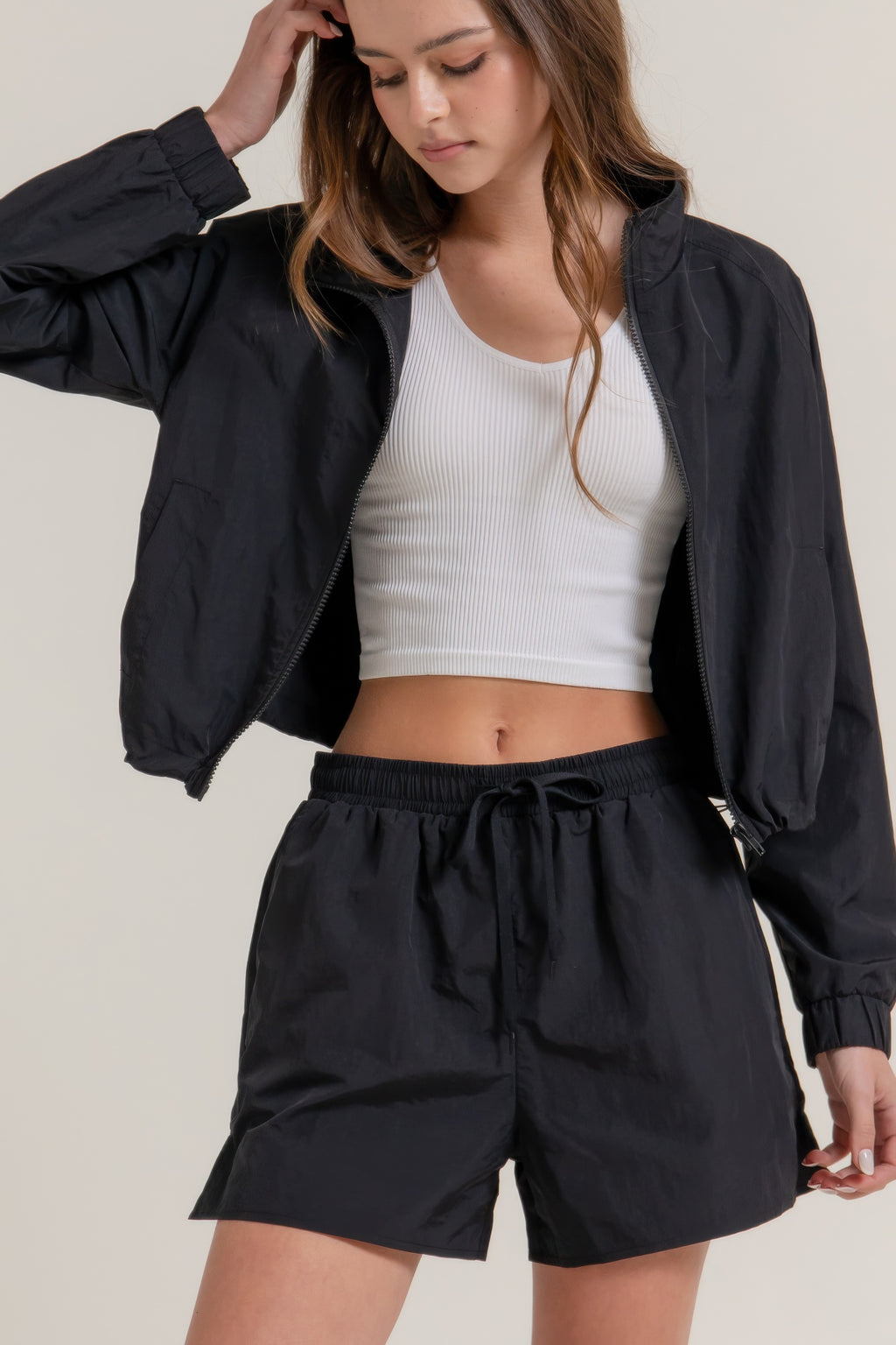 Anorak Side Slit Workout Shorts-Product Type | Naughty Smile Fashion