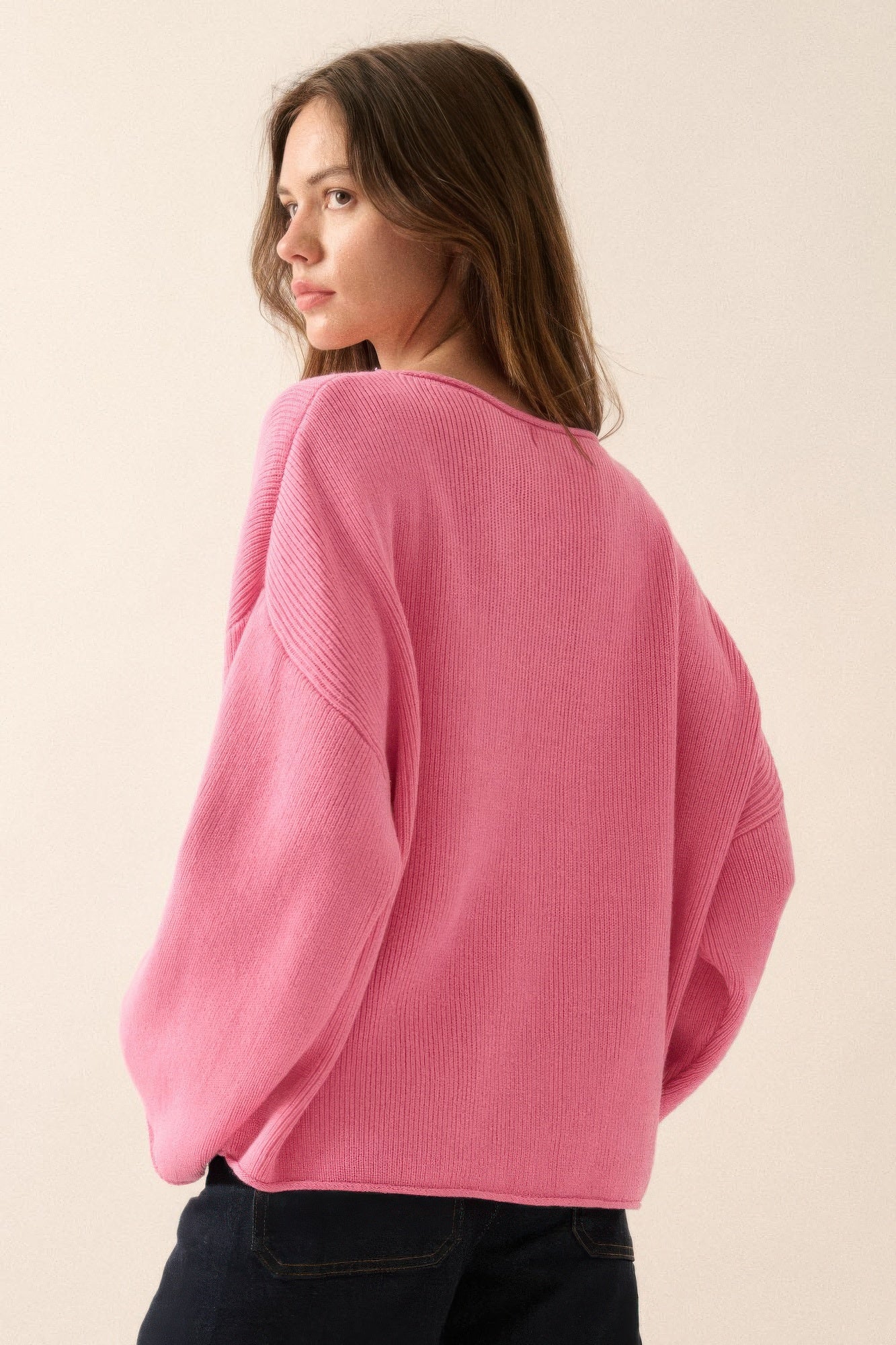 Solid Rib-knit Oversized Boatneck Sweater-Product Type | Naughty Smile Fashion