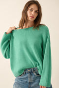 Solid Rib-knit Oversized Boatneck Sweater-Product Type | Naughty Smile Fashion