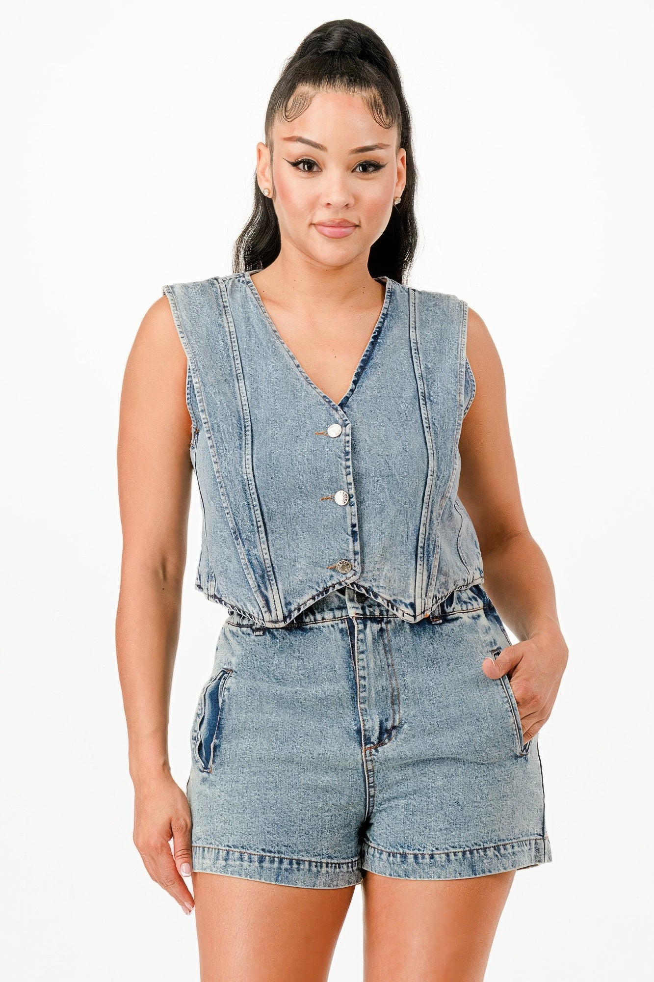 Classic Denim Vest And Short Pants Set-Product Type | Naughty Smile Fashion