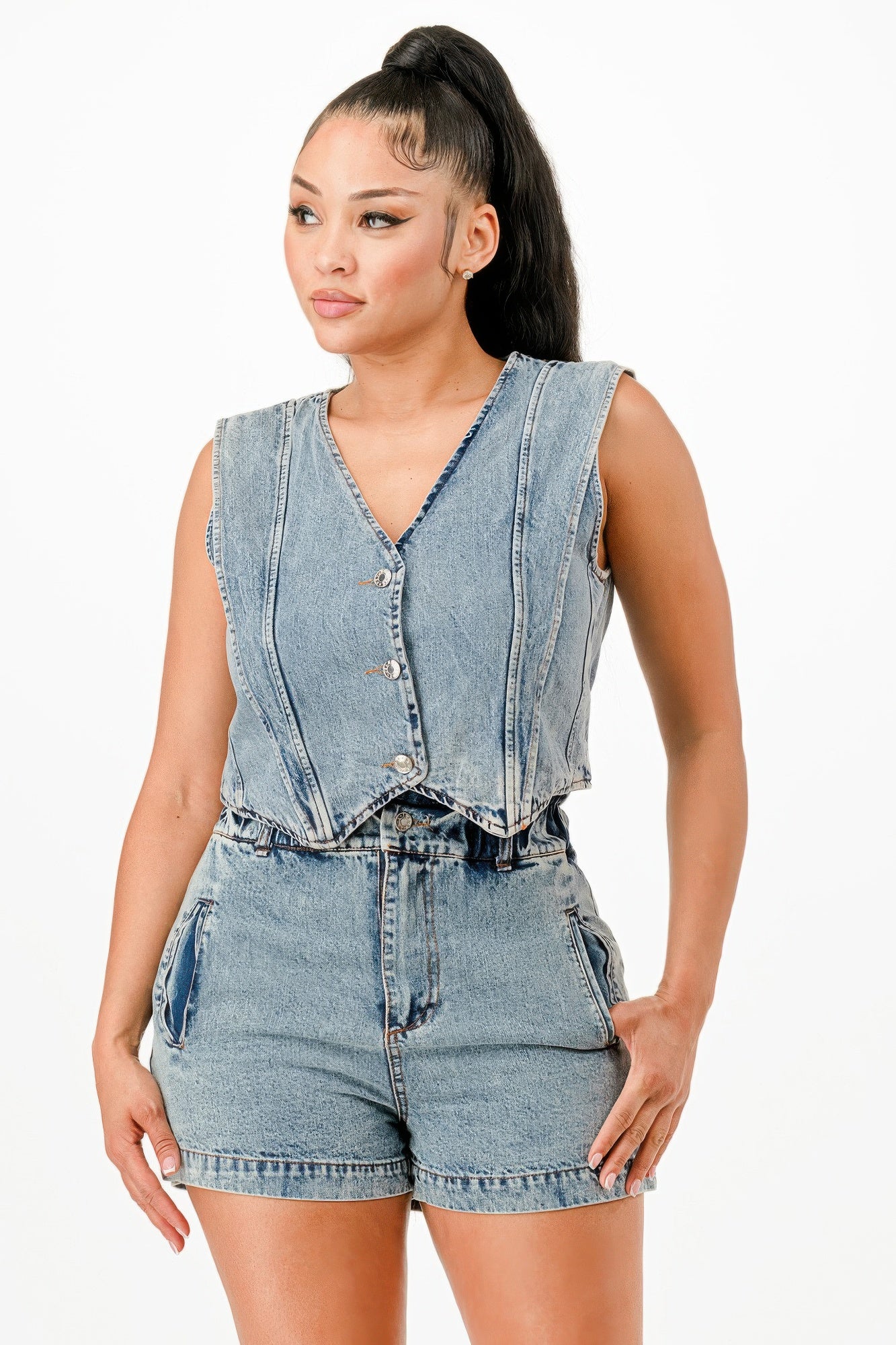 Classic Denim Vest And Short Pants Set-Product Type | Naughty Smile Fashion