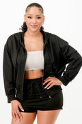 Zipped Hooded Jacket And Skort Set-Product Type | Naughty Smile Fashion